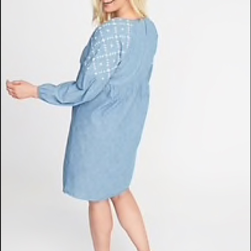 Chambray embroidered dress